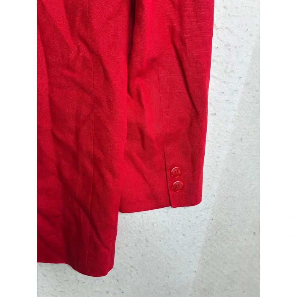 Casual Corner Vintage Red Linen Blazer Jacket Size 8 RN 58973 MISSING BUTTON